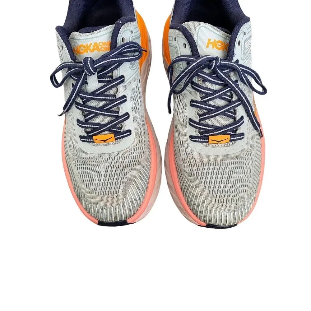 Hoka One One Womens 8.5 Bondi 7 Running Walking Cushion Comfy Workout Blue Shoes - Picture 4 of 13